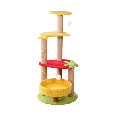 36 INCHES Strawberry Sisal Cat Scratch Tower Tree Preventing From Scratching Furniture 01