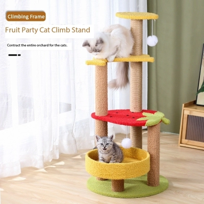 36 INCHES Strawberry Sisal Cat Scratch Tower Tree Preventing From Scratching Furniture 02