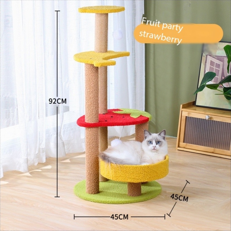 36 INCHES Strawberry Sisal Cat Scratch Tower Tree Preventing From Scratching Furniture