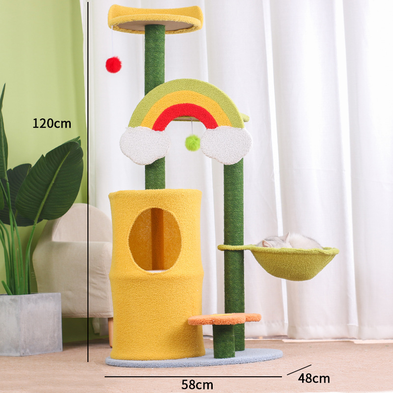 47 INCHES Rainbow Sisal Cat Scratch Tower Tree Preventing From Scratching Furniture