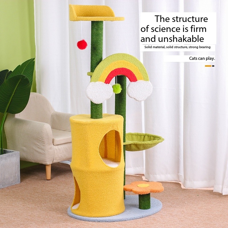 47 INCHES Rainbow Sisal Cat Scratch Tower Tree Preventing From Scratching Furniture