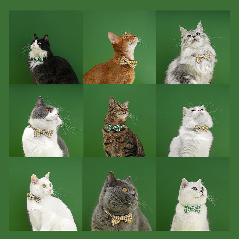 Cotton Breakaway Cat Collars Bow Tie Quick Release Cat Collar