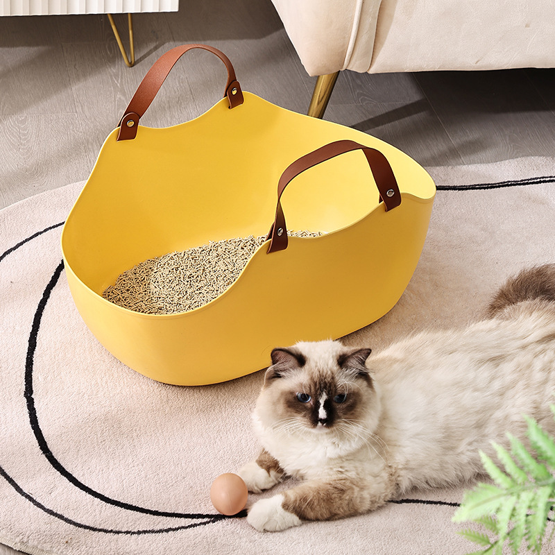 Durable Large Portable Solid Color Open Cat Litter Box