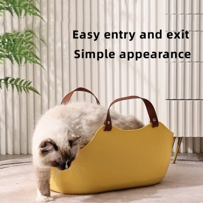 Durable Large Portable Solid Color Open Cat Litter Box 02