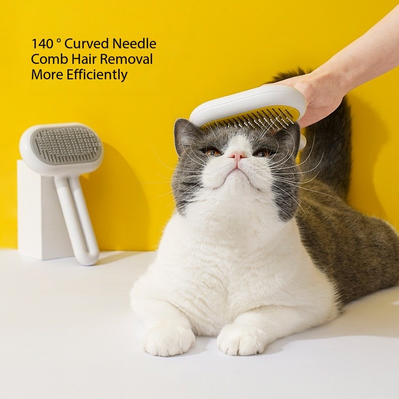 Self Cleaning Cat Hair Remover Brush For Shedding With Release Button