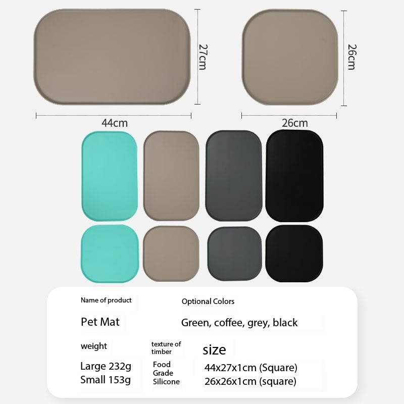 Square Silicone Dog Food And Water Bowl Mat For Under Dog Bowls