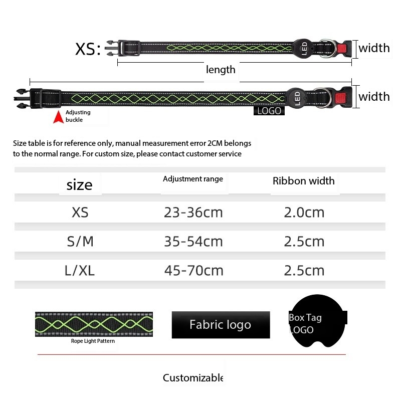 LED Light Up Dog Collar Training Dog Collar Glow In The Dark