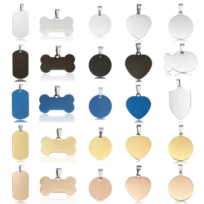 Bone Engraved Dog Tags Gold Stainless Identification Dog Tag 01