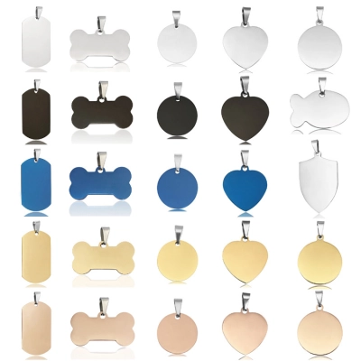 Bone Engraved Dog Tags Gold Stainless Identification Dog Tag 01
