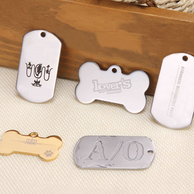 Bone Engraved Dog Tags Gold Stainless Identification Dog Tag