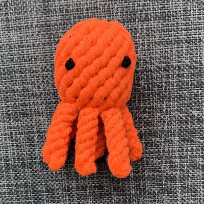 Dog Chews Orange Silicone Knotted Octopus Chips Teething Toy Set 02