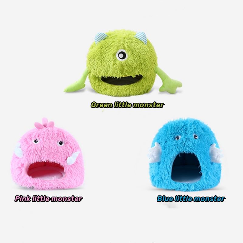 Cute Green Little Monster Long Plush Soft Cat Cave Nest