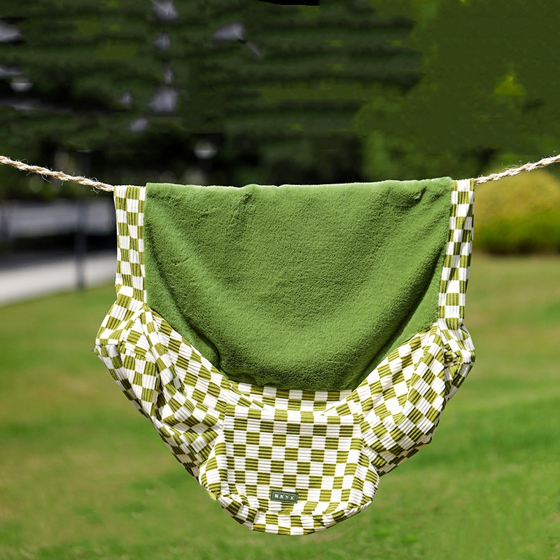 Green Checkerboard Plush Soft Inset Sofa Pet Bed