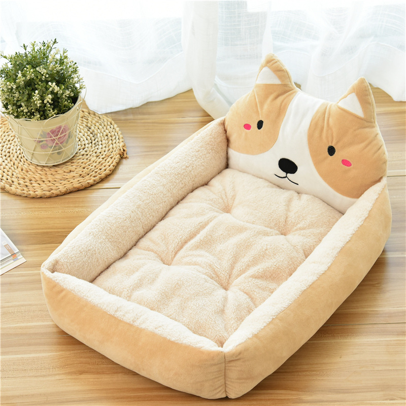 Plush, Skin-Friendly Dog Bed with Small Animal-Shaped Pillows