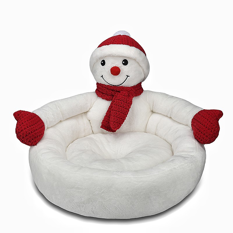 Stylish Round Hug Snowman Shape Plush Warm Dog Bed