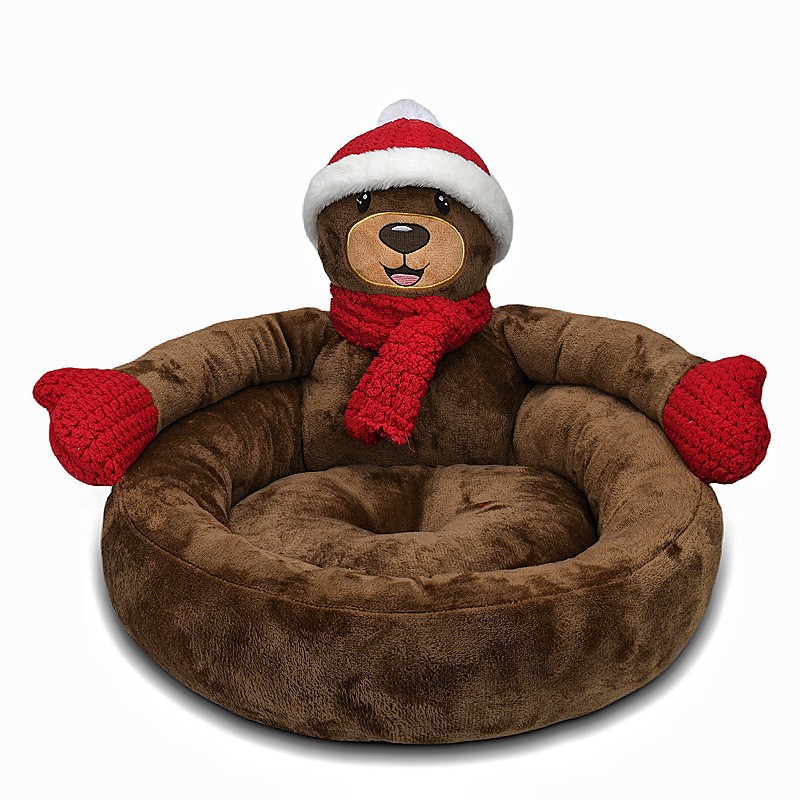 Stylish Round Hug Snowman Shape Plush Warm Dog Bed