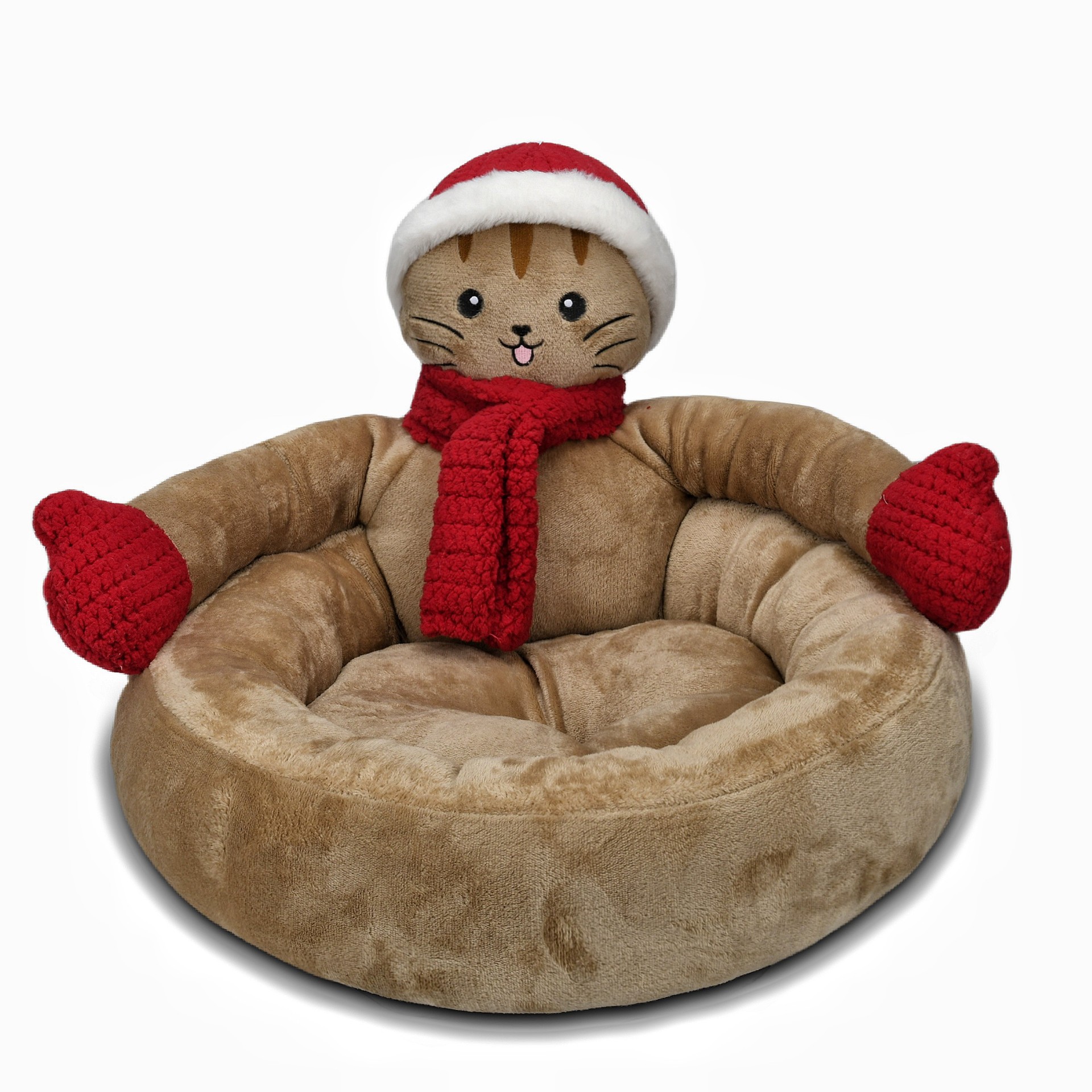 Stylish Round Hug Snowman Shape Plush Warm Dog Bed