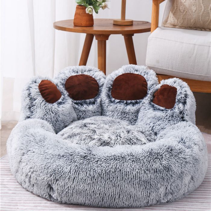 Cute Bear Paw Shape Plush Warm Dog Kennel