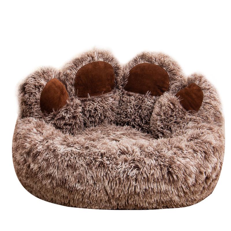 Cute Bear Paw Shape Plush Warm Dog Kennel