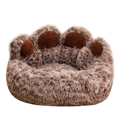 Cute Bear Paw Shape Plush Warm Dog Kennel 01