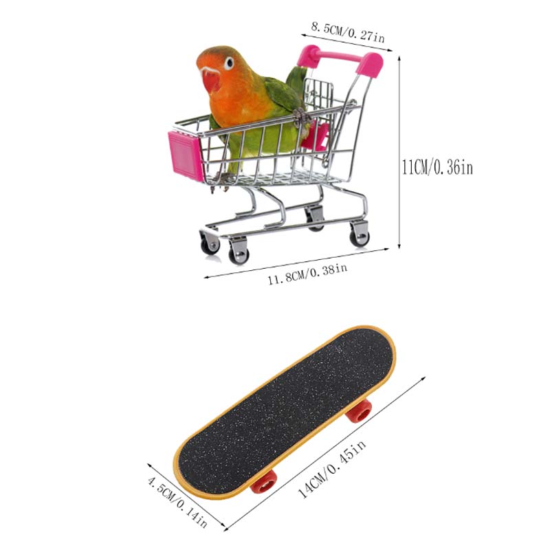 Plastic Chew Interactive Bird Stroller Bell Toy for Parrot Cockatiels Parakeets