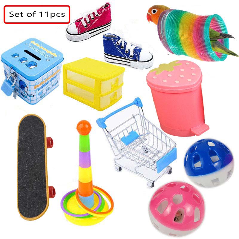 Plastic Chew Interactive Bird Stroller Bell Toy for Parrot Cockatiels Parakeets