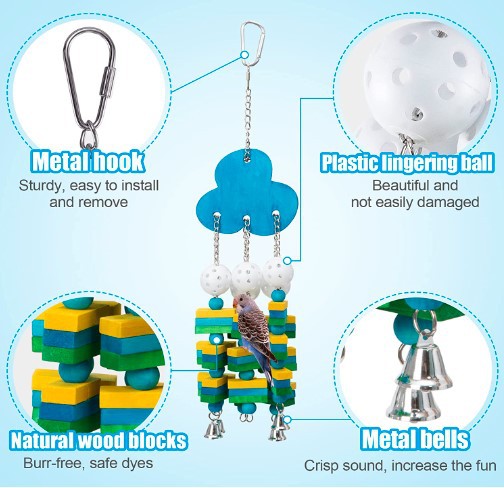 Super Chew Natural Wood Pet Bird Toys for Cockatiels Parakeets