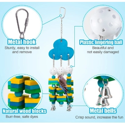 Super Chew Natural Wood Pet Bird Toys for Cockatiels Parakeets 02