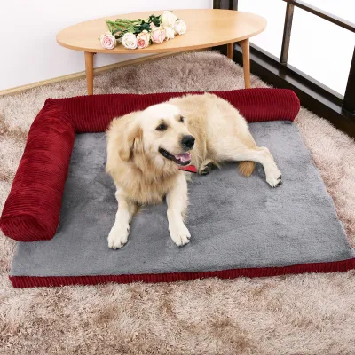 Thick Padded Dog Bed with Side Pillows for Small Medium Large Dogs 02