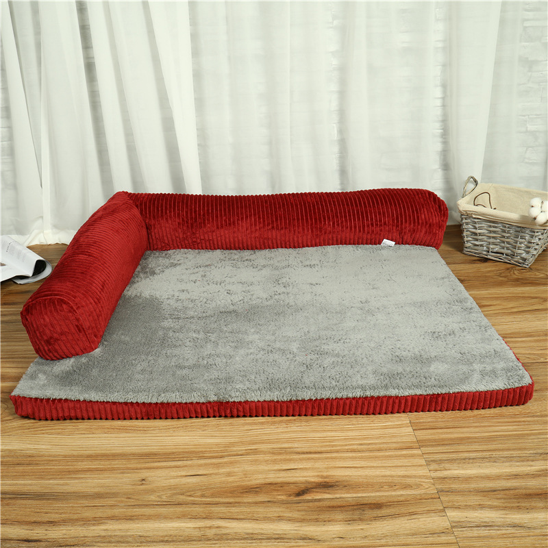 Thick Padded Dog Bed with Side Pillows for Small Medium Large Dogs