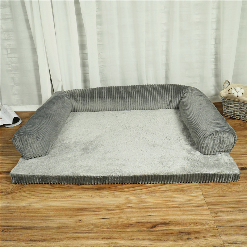 Thick Padded Dog Bed with Side Pillows for Small Medium Large Dogs