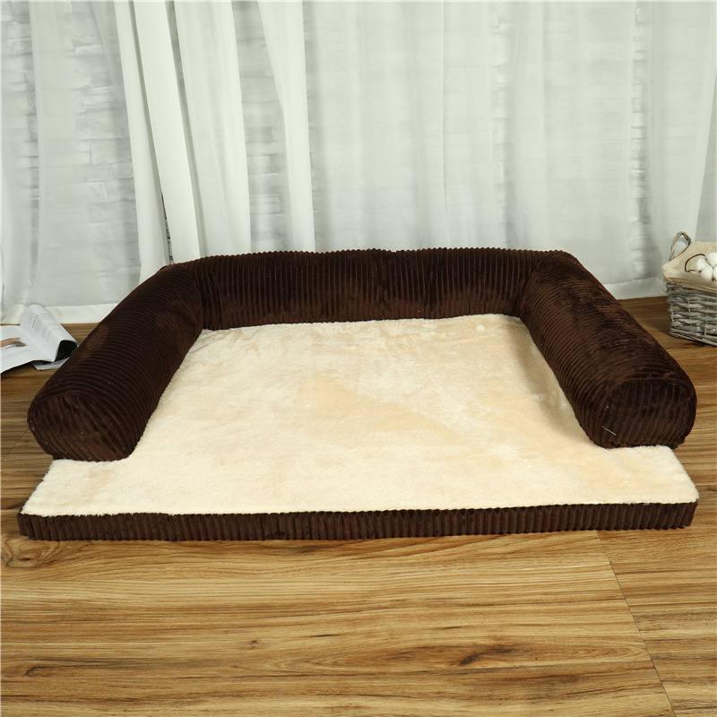 Thick Padded Dog Bed with Side Pillows for Small Medium Large Dogs