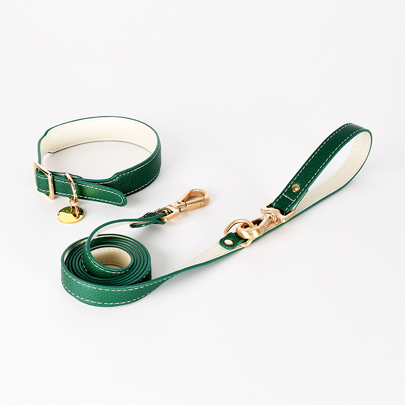 Leather Dog Tracking Collar With Airtag Holder For Large Dog