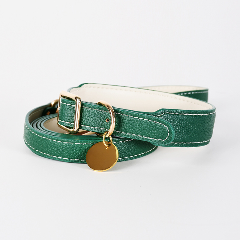 Leather Dog Tracking Collar With Airtag Holder For Large Dog