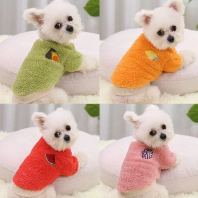 Plush Solid Color Warm Small Dog Sweater Must-Have for Autumn and Winter 01