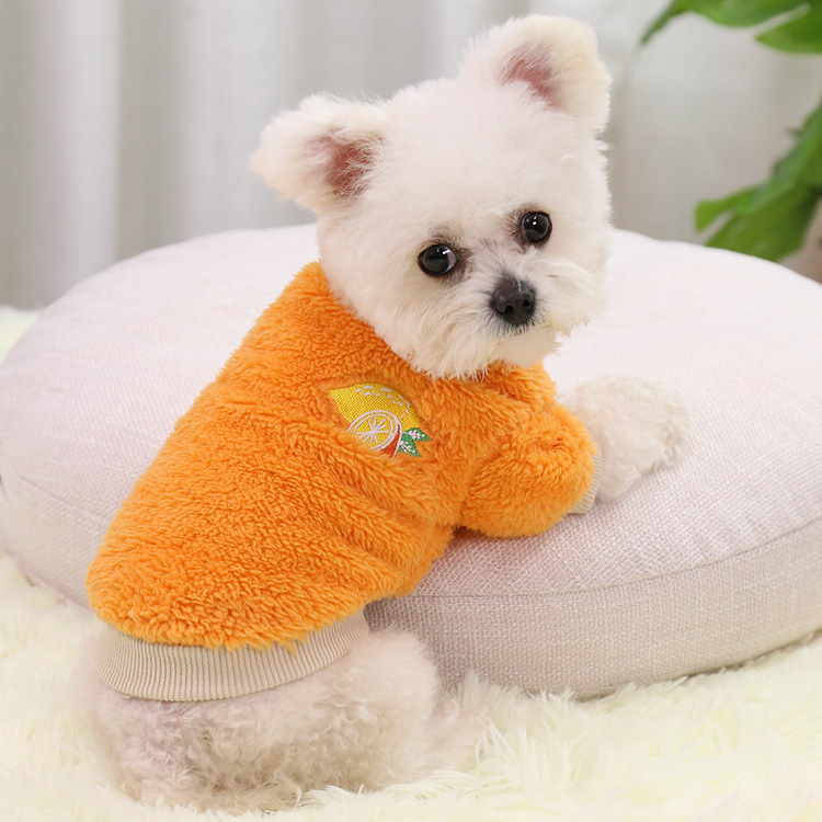 Plush Solid Color Warm Small Dog Sweater Must-Have for Autumn and Winter