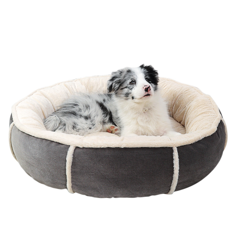 Round Large Short Plush Fluffy Deep-Set Bed Suitable for Large Dogs
