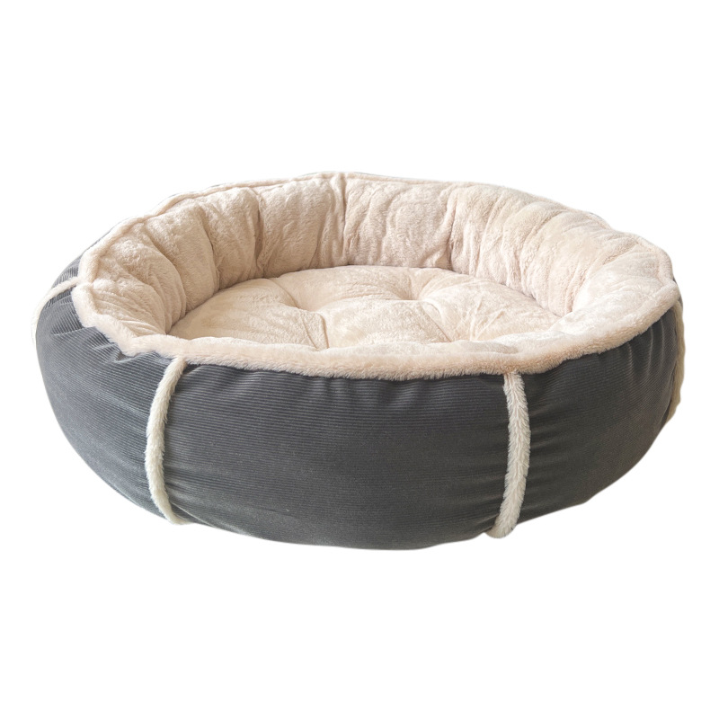 Round Large Short Plush Fluffy Deep-Set Bed Suitable for Large Dogs