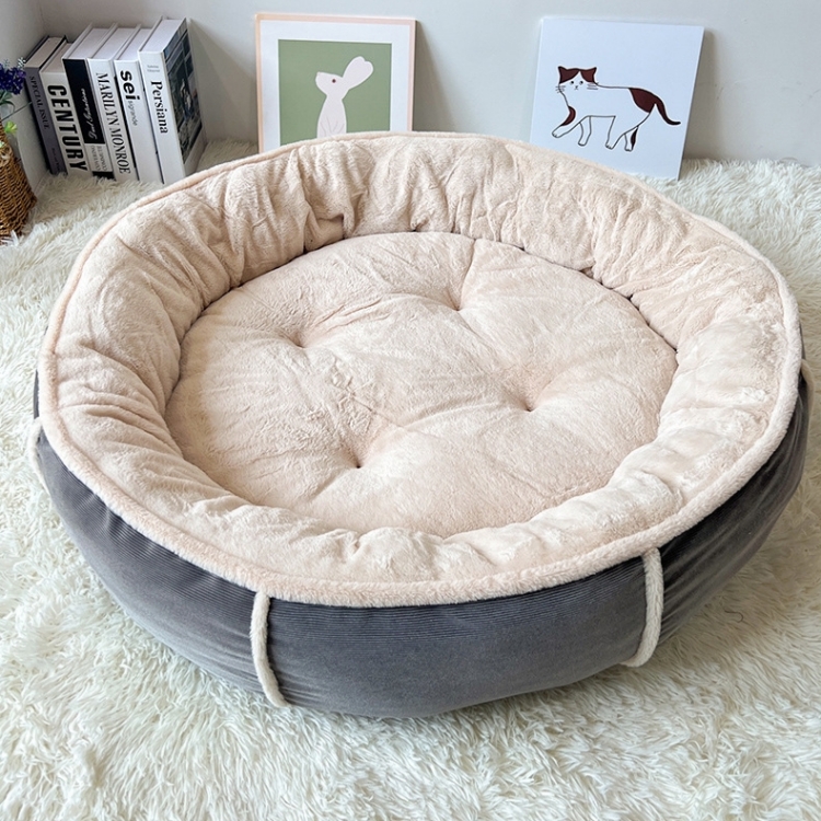 Round Large Short Plush Fluffy Deep-Set Bed Suitable for Large Dogs