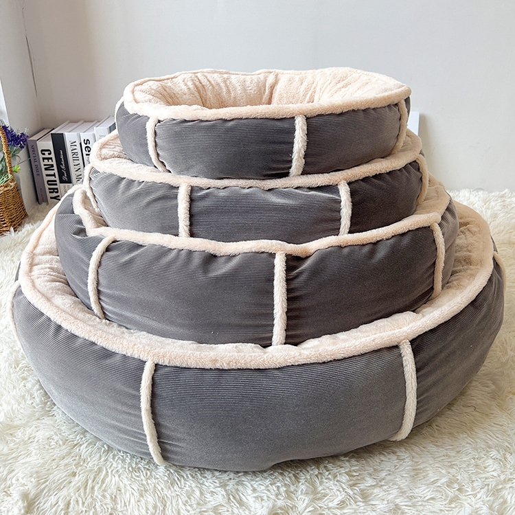 Round Large Short Plush Fluffy Deep-Set Bed Suitable for Large Dogs