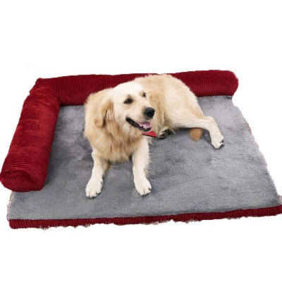 Thick Padded Dog Bed with Side Pillows for Small Medium Large Dogs 01