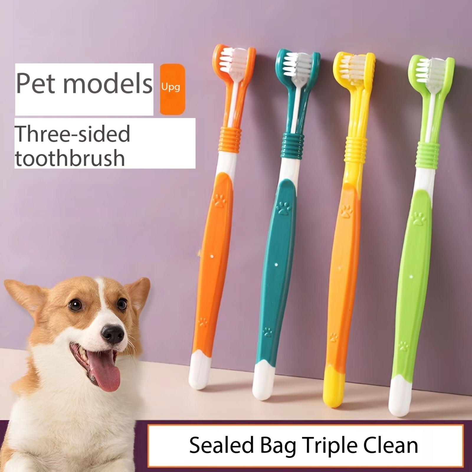 3-Sides Canine Toothbrush For Small Large Dog Dental Brush