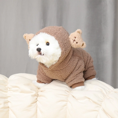 Cute Plush Hooded Small Dog All-Inclusive Warm Sweatshirt 02