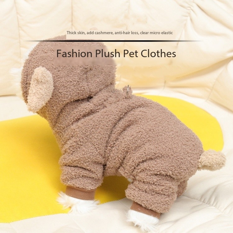 Cute Plush Hooded Small Dog All-Inclusive Warm Sweatshirt