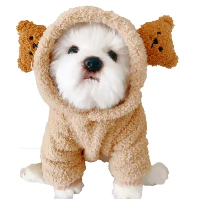 Cute Plush Hooded Small Dog All-Inclusive Warm Sweatshirt 01