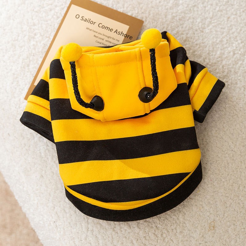 Cute Striped Bee Style Puppy Kitty Sweatshirt with Leash