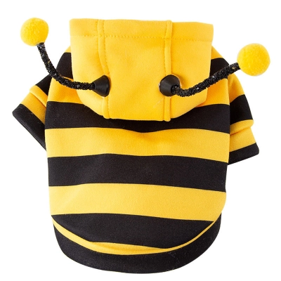 Cute Striped Bee Style Puppy Kitty Sweatshirt with Leash 01