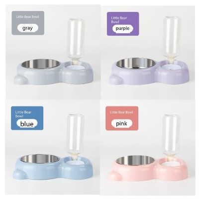 Personalized Raised Pet Bowl Cat Feeder Dog Bowl With Water Bottle 01