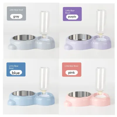 Personalized Raised Pet Bowl Cat Feeder Dog Bowl With Water Bottle 01