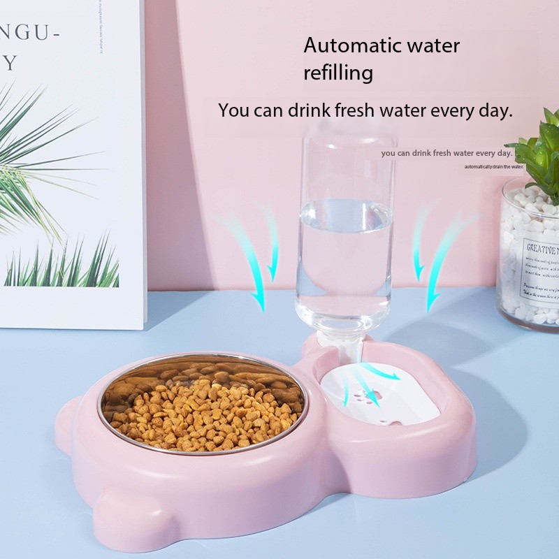 Personalized Raised Pet Bowl Cat Feeder Dog Bowl With Water Bottle